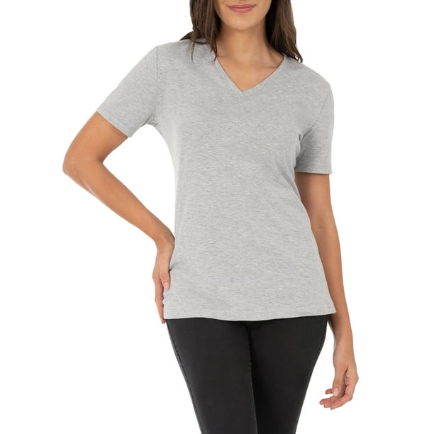 Essentials Womens 2-Pack Slim-Fit Short-Sleeve V-Neck T-Shirt 